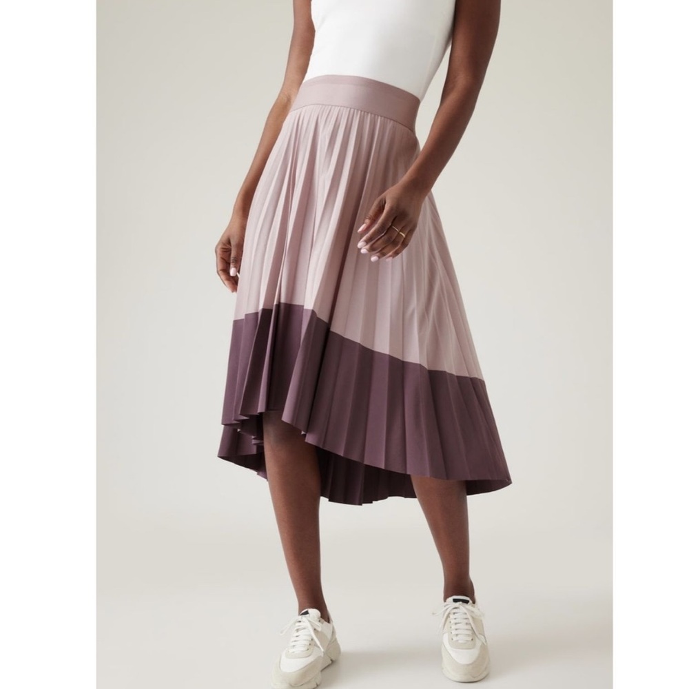NEW Athleta Swing Forward Pleated Midi Skirt in Smoked Mauve, Size S
